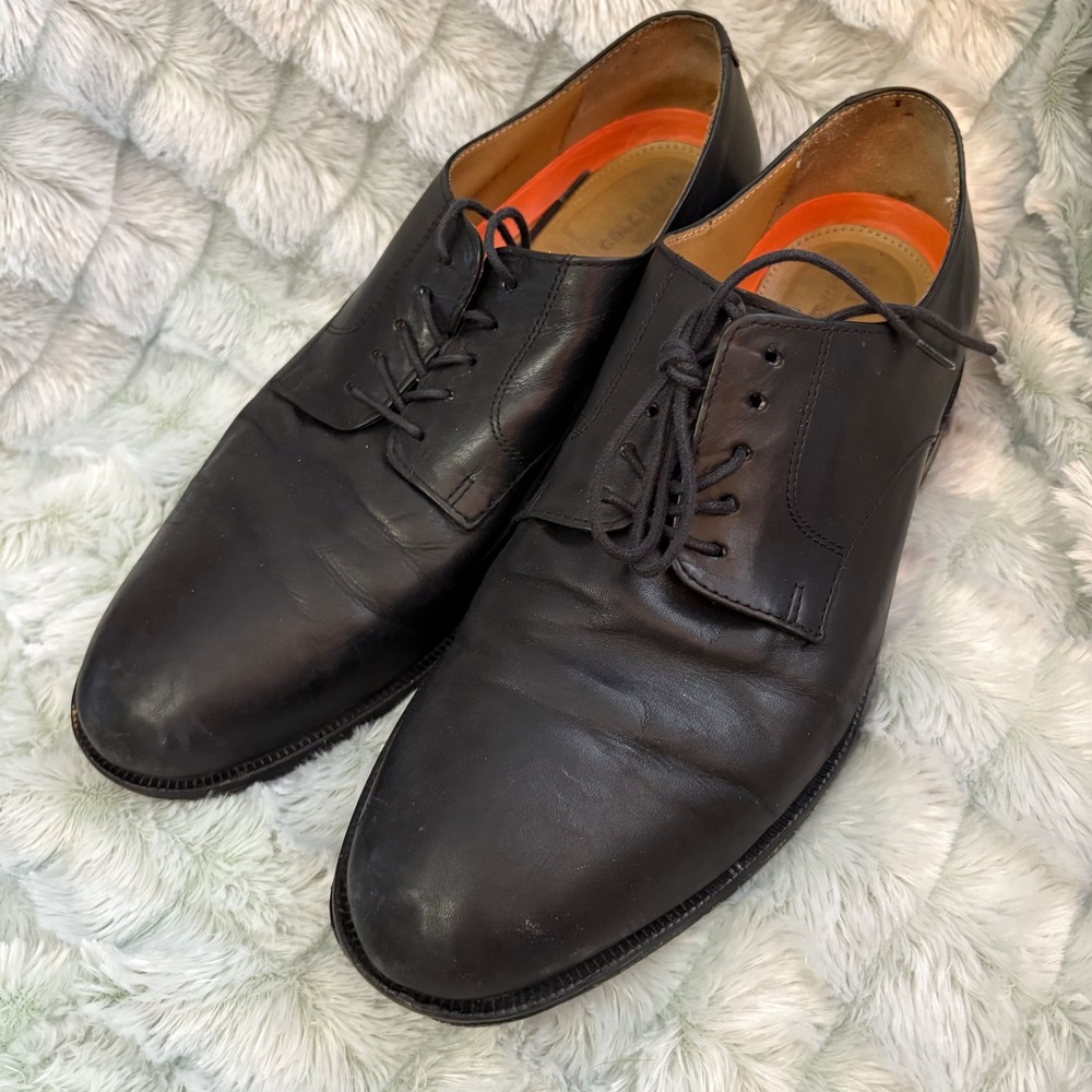 Cole Haan Mens 9.5 M‎ Grandpacore Black Leather Oxfords Grand Dress Shoes